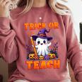 Trick Or Teach Teacher Halloween Ghost Pencil Floral Comfort Colors Sweatshirt Crimson Trick Or Teach Teacher Halloween Ghost Pencil Floral Comfort Colors Sweatshirt Crimson