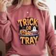 Trick Or Tray Halloween Cafeteria Teacher School Comfort Colors Sweatshirt Crimson Trick Or Tray Halloween Cafeteria Teacher School Comfort Colors Sweatshirt Crimson