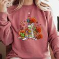 Turkey Reading Books Fall Thanksgiving Teacher Librarian Comfort Colors Sweatshirt Crimson