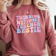Twinning With My Teacher Bestie Teaching Partner Comfort Colors Sweatshirt Crimson