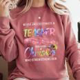 Never Underestimate A Teacher Does All Things Through Christ For Men Women Comfort Colors Sweatshirt Crimson Never Underestimate A Teacher Does All Things Through Christ For Men Women Comfort Colors Sweatshirt Crimson