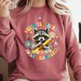 Weird Teachers Build Character Raccoon Colourful Floral Comfort Colors Sweatshirt Crimson
