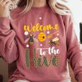 Welcome To The Hive Bee Teacher Back To School Comfort Colors Sweatshirt Crimson