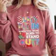 Why Fit In Doctor Teacher Cat In Hat Cool Autism Awareness Men Women Kids Comfort Colors Sweatshirt Crimson Why Fit In Doctor Teacher Cat In Hat Cool Autism Awareness Men Women Kids Comfort Colors Sweatshirt Crimson