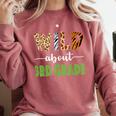 Wild About 3rd Grade Teacher Student Third Grade Zoo Safari Men Women Girls Kids Comfort Colors Sweatshirt Crimson