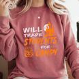 Will Trade Students For Candy Halloween Costume Teacher Comfort Colors Sweatshirt Crimson Will Trade Students For Candy Halloween Costume Teacher Comfort Colors Sweatshirt Crimson