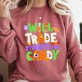 Will Trade Students For Candy Teacher Cute Halloween Costume Comfort Colors Sweatshirt Crimson Will Trade Students For Candy Teacher Cute Halloween Costume Comfort Colors Sweatshirt Crimson