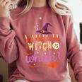 Which Witch Is Which Halloween English Teacher Comfort Colors Sweatshirt Crimson
