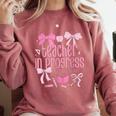 Women Teacher In Progress Coquette Pink Bow Future Teacher Comfort Colors Sweatshirt Crimson Women Teacher In Progress Coquette Pink Bow Future Teacher Comfort Colors Sweatshirt Crimson