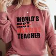 World's Best Okayest Teacher ACY025a For Men Women Comfort Colors Sweatshirt Crimson World's Best Okayest Teacher ACY025a For Men Women Comfort Colors Sweatshirt Crimson