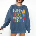 100 Days Of School Teacher And Student Comfort Colors Sweatshirt Denim