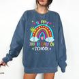 100th Day Of School Rainbow Happy 100 Days Smarter Teacher Comfort Colors Sweatshirt Denim