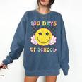 100th Day Of School Teacher Kids 100 Days Of School Comfort Colors Sweatshirt Denim