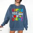 100th Day Of School Teachers Kids Girls Child Happy 100 Days Comfort Colors Sweatshirt Denim