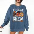 1st Grade Boo Crew Cute Ghost Halloween Teacher Kids Comfort Colors Sweatshirt Denim