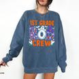 1st Grade Boo Crew First Grade Teacher Kids Happy Halloween Comfort Colors Sweatshirt Denim