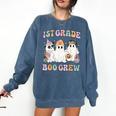 1st Grade Boo Crew Groovy Halloween Floral Ghost Kid Teacher Comfort Colors Sweatshirt Denim 1st Grade Boo Crew Groovy Halloween Floral Ghost Kid Teacher Comfort Colors Sweatshirt Denim