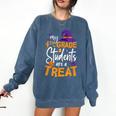 My 4th Grade Students Are a Treat Teacher Halloween Witch For Men Women Kids Comfort Colors Sweatshirt Denim My 4th Grade Students Are a Treat Teacher Halloween Witch For Men Women Kids Comfort Colors Sweatshirt Denim