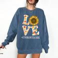 4th Grade Teacher Love Autumn Fall Sunflower Appreciation Comfort Colors Sweatshirt Denim
