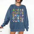 ABC Animals Alphabet Graphic Boys Girls Kindergarten Teacher Comfort Colors Sweatshirt Denim