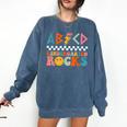 ABCD Kindergarten Rocks Back To School Teacher Kindergarten Comfort Colors Sweatshirt Denim