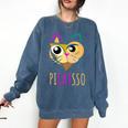 Abstract Cat Art Picatsso Shirt For Art Teachers Comfort Colors Sweatshirt Denim