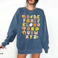 Alphabet Turkey Thanksgiving Costume Preschool Teacher Men Women Comfort Colors Sweatshirt Denim