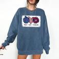 American Flag Teach Love Freedom Preschool Teacher 4th July Comfort Colors Sweatshirt Denim