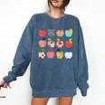 Art Apples Back To School For Teacher Student Comfort Colors Sweatshirt Denim