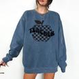 Back To School Checkered Apple Teacher Checkerboard Teacher For Men Women Girls Kids Comfort Colors Sweatshirt Denim