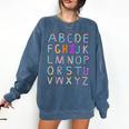 Back To School Kindergarten Alphabet ABC Teacher Women Kids Comfort Colors Sweatshirt Denim