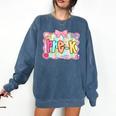 Back To School Pre-K Preppy Teacher Girl Comfort Colors Sweatshirt Denim Back To School Pre-K Preppy Teacher Girl Comfort Colors Sweatshirt Denim