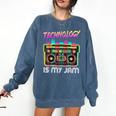 Back To School Retro Technology Is My Jam 80's Teacher Comfort Colors Sweatshirt Denim Back To School Retro Technology Is My Jam 80's Teacher Comfort Colors Sweatshirt Denim