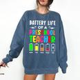 Battery Life Of a Preschool School Teacher School Week Comfort Colors Sweatshirt Denim Battery Life Of a Preschool School Teacher School Week Comfort Colors Sweatshirt Denim