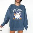 Boo Jour Ghost Halloween French Teacher Cute Coffe Croissant Comfort Colors Sweatshirt Denim Boo Jour Ghost Halloween French Teacher Cute Coffe Croissant Comfort Colors Sweatshirt Denim