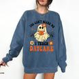 You Can't Scare Me I Teach Daycare Teacher Halloween Ghost Comfort Colors Sweatshirt Denim