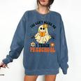 You Can't Scare Me I Teach Preschool Teacher Halloween Ghost Men Women Comfort Colors Sweatshirt Denim