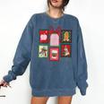 Christmas Teacher Stamps Comfort Colors Sweatshirt Denim