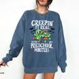 Creepin It Real Monster School Preschool Teacher Halloween Comfort Colors Sweatshirt Denim Creepin It Real Monster School Preschool Teacher Halloween Comfort Colors Sweatshirt Denim