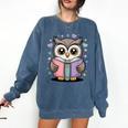 Cute Reading Owl Book Lover Teacher Librarian Bookworm Comfort Colors Sweatshirt Denim Cute Reading Owl Book Lover Teacher Librarian Bookworm Comfort Colors Sweatshirt Denim