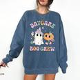 Daycare Boo Crew Groovy Halloween Floral Ghost Kid Teacher Comfort Colors Sweatshirt Denim Daycare Boo Crew Groovy Halloween Floral Ghost Kid Teacher Comfort Colors Sweatshirt Denim