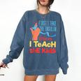 Diabetic Teacher Diabetes Awareness Insulin Blue Ribbon Comfort Colors Sweatshirt Denim