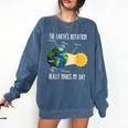 Earth Rotation Earth Day Science Teacher Kids Women Comfort Colors Sweatshirt Denim