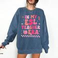 In My Esl Teacher Era Back To School ESL Teacher Groovy Comfort Colors Sweatshirt Denim
