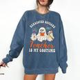 Exhausted Daycare Teacher Is My Costume Halloween Ghost Fun For Men Women Comfort Colors Sweatshirt Denim Exhausted Daycare Teacher Is My Costume Halloween Ghost Fun For Men Women Comfort Colors Sweatshirt Denim