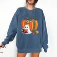 Fall Book Pumpkin Books Ghost Reading Halloween Teacher Comfort Colors Sweatshirt Denim Fall Book Pumpkin Books Ghost Reading Halloween Teacher Comfort Colors Sweatshirt Denim