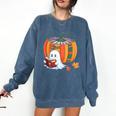 Fall Book Pumpkin Ghost Reading Books Halloween Teacher Comfort Colors Sweatshirt Denim Fall Book Pumpkin Ghost Reading Books Halloween Teacher Comfort Colors Sweatshirt Denim