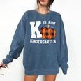 Fall Kindergarten Teacher K Is For Buffalo Plaid Pumpkin Comfort Colors Sweatshirt Denim