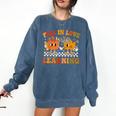 Fall In Love With Learning Autumn Pumpkin Fall Teacher Kids Comfort Colors Sweatshirt Denim Fall In Love With Learning Autumn Pumpkin Fall Teacher Kids Comfort Colors Sweatshirt Denim