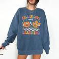 Fall In Love With Learning Autumn Fall Season Teacher Comfort Colors Sweatshirt Denim